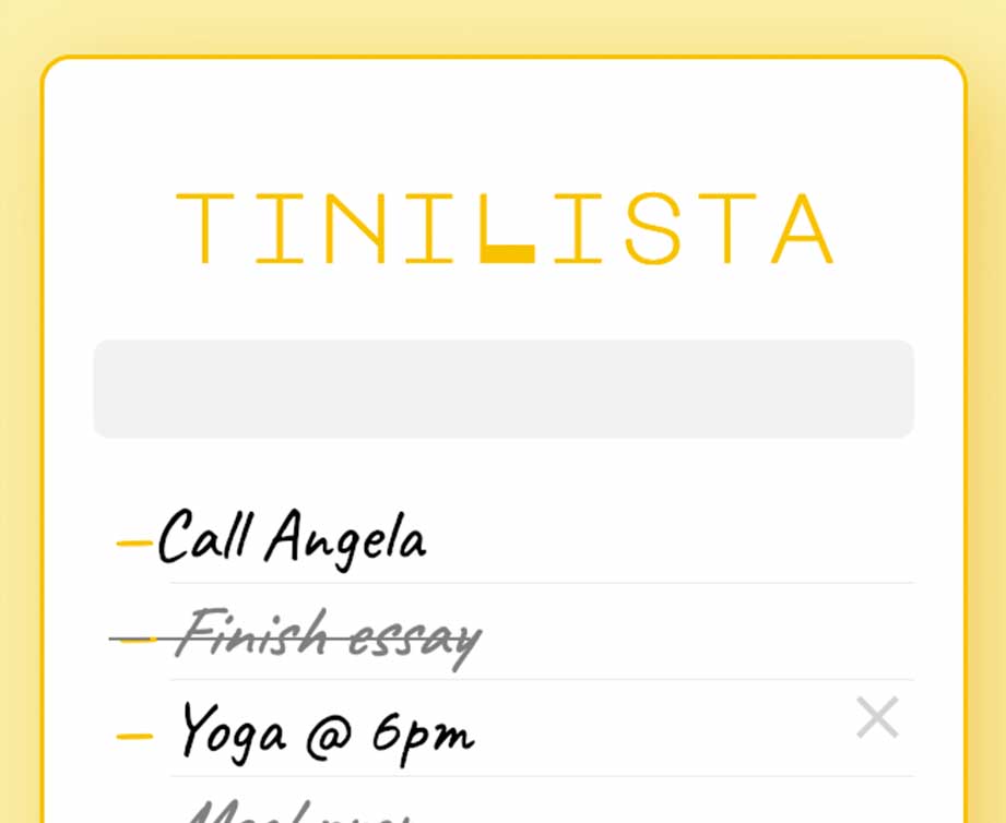 tiniLista Project Animated Preview