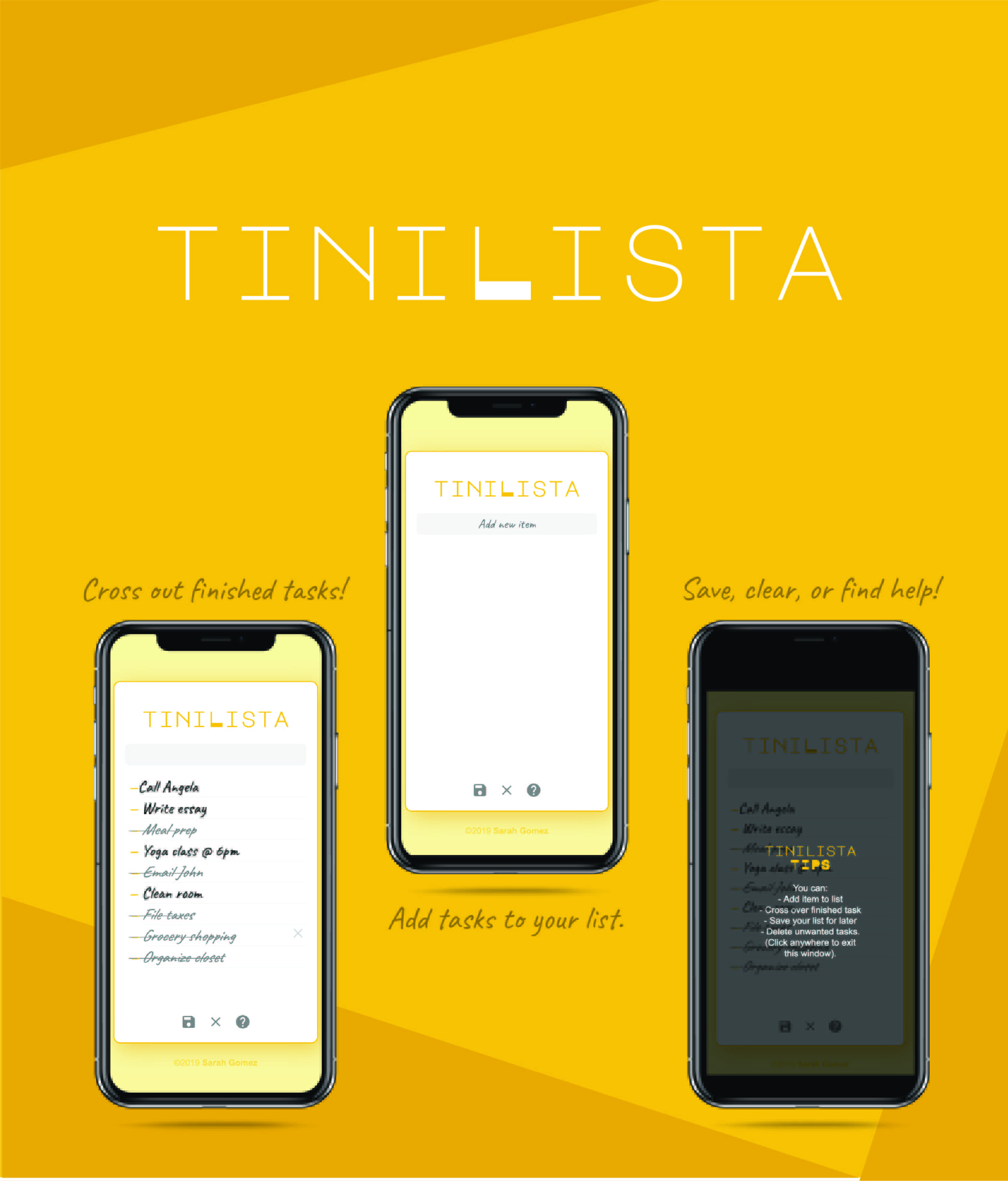 tiniLista app design mockup